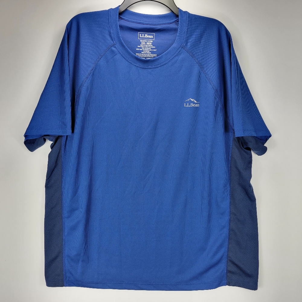 LL Bean Athletic Reflective Shirt Slightly Fitted Mens 2XL Blue Running Outdoors